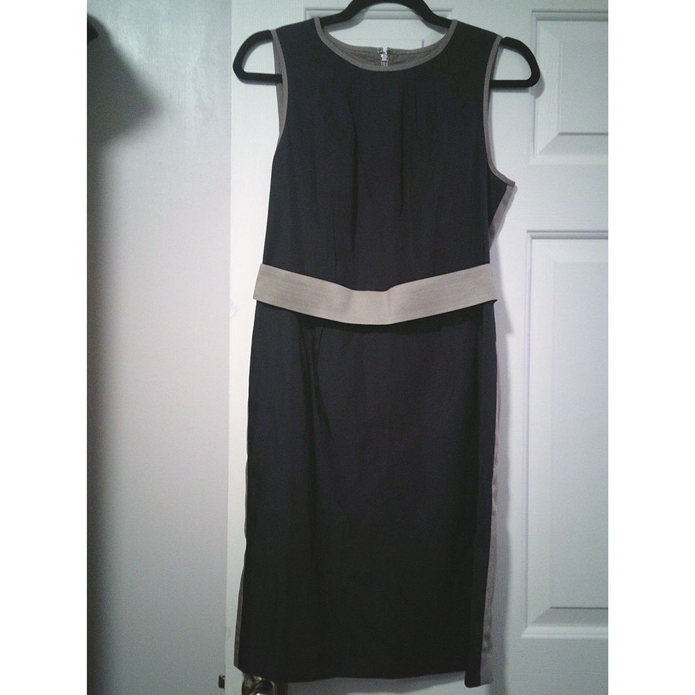 Ann Taylor Black & Taupe Sleeveless Sheath Dress Professional Workwear